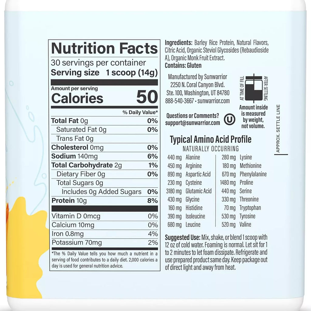 CLEAR Protein Refresh Protein Powder, Plant Based Protein Powder, Clear Protein Powder Water Mix, Hydration Supplement, Sunwarrior, 420G (30 Servings)
