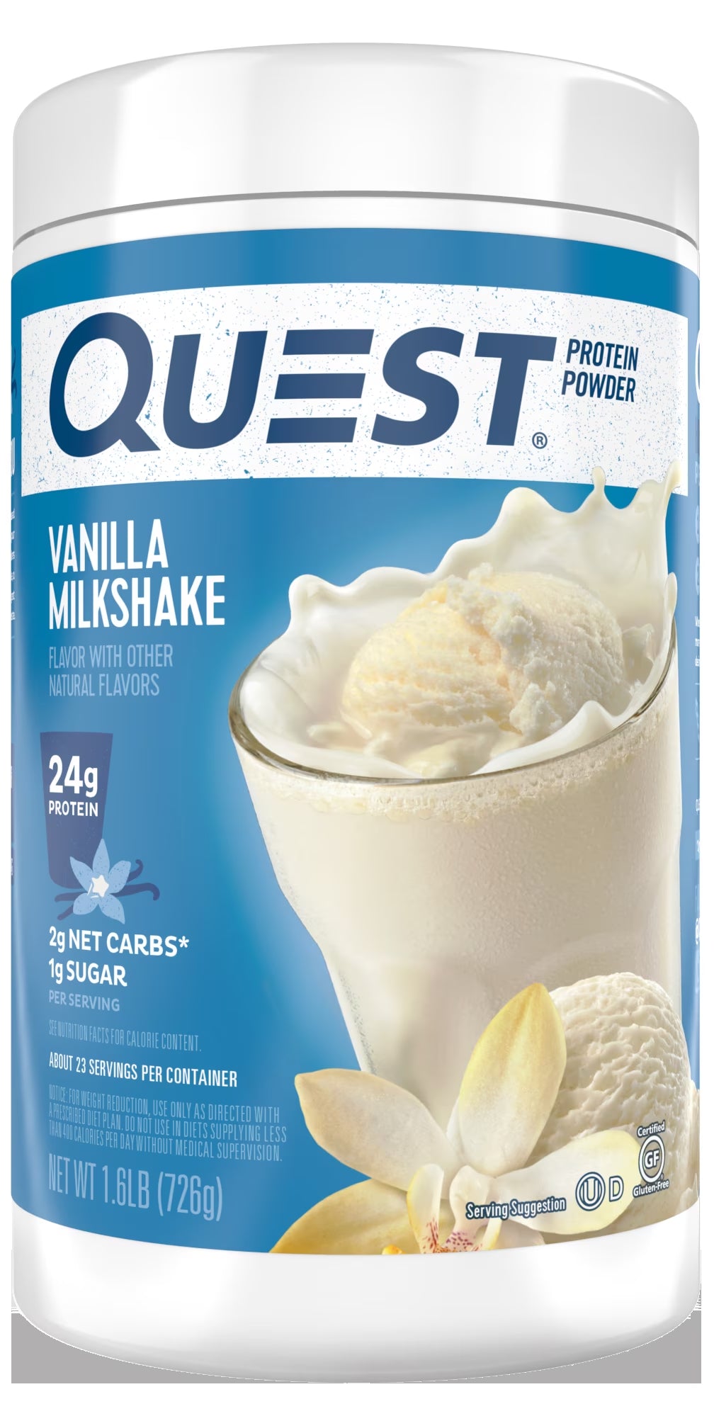 Quest Protein Powder, Vanilla Milkshake, 24G Protein, 25.6 Oz
