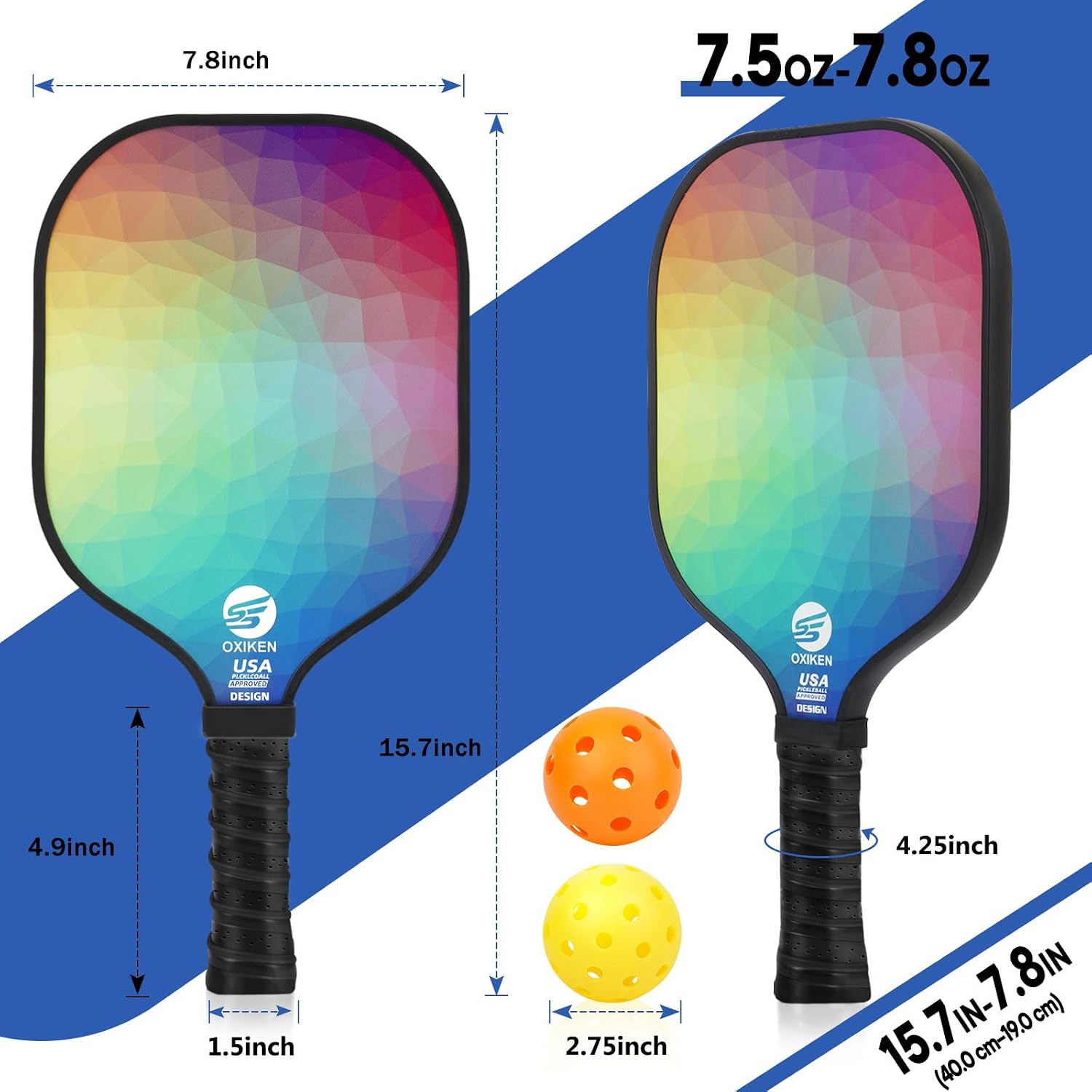 Pickleball Paddles Set of 2 USAPA Approved Pickleball Set | Carbon Fiber Pickleball Paddles, Lightweight Pickleball Rackets 2 Pack, 2 Outdoor Pickleball, 2 Indoor Pickleball, 1 Bag