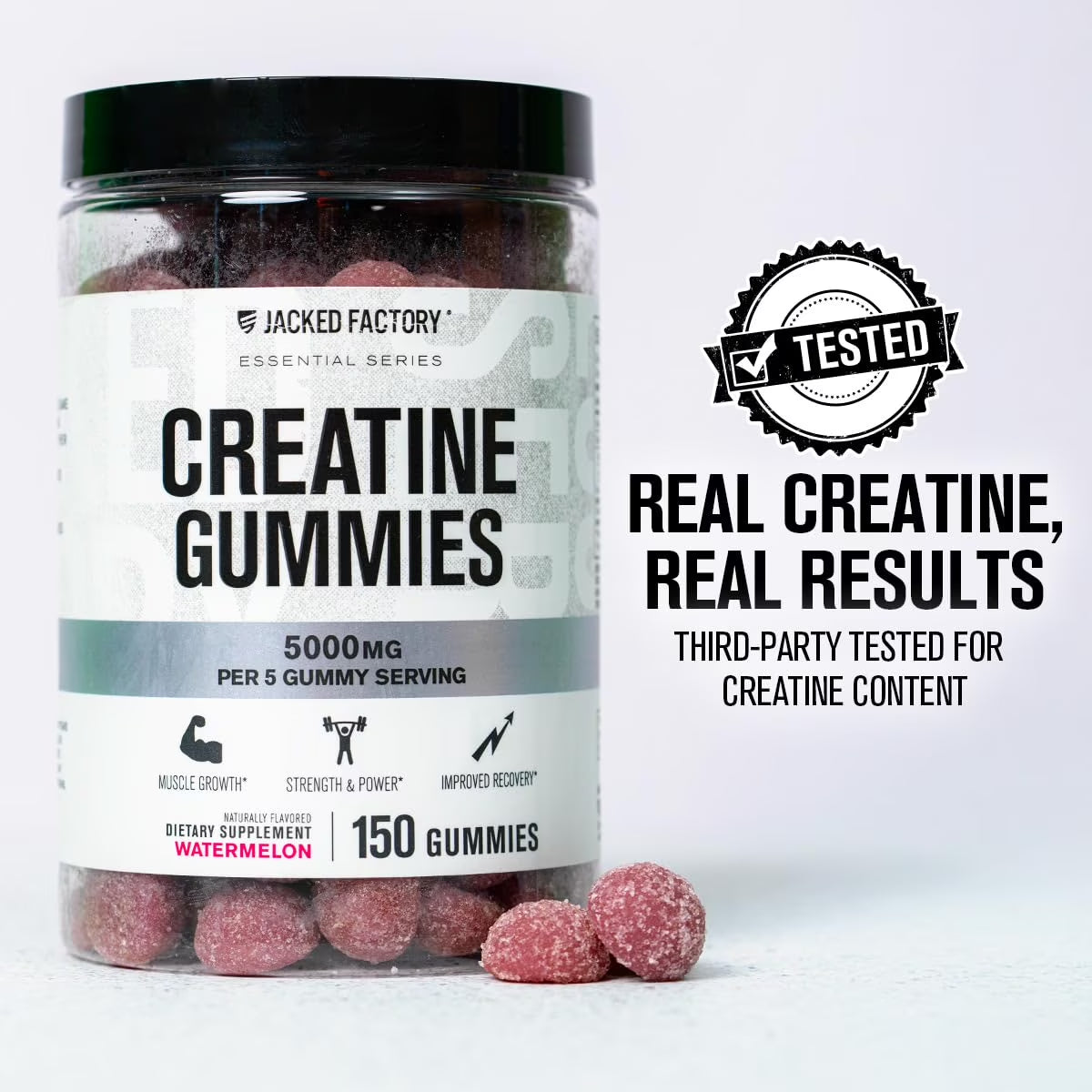 Creatine Monohydrate Gummies 5G Daily Dose (1G per Gummy) - Creatine Gummy for Men and Women, Vegan-Friendly, Travel-Friendly, Third-Party Tested - 150 Gummies, Watermelon