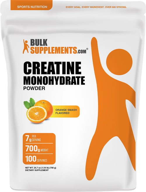 Bulksupplements Creatine Monohydrate Powder - Creatine Supplement, Micronized Creatine, Creatine Powder - Orange Smash, 700G (1.5 Lbs)